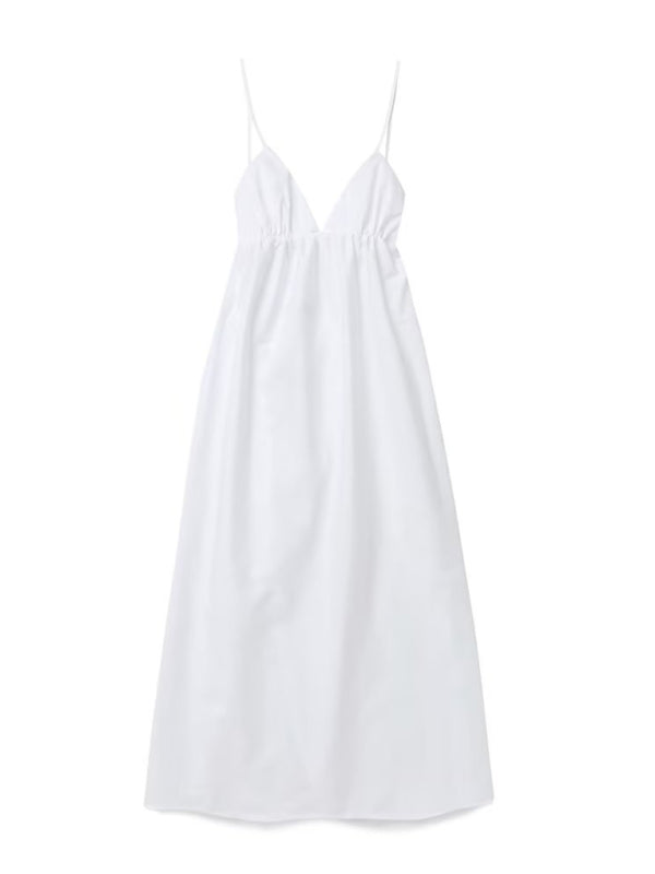 Cami Dresses- Essential Summer Cotton Cami Backless Maxi Dress- - IndioGear Fashion and Gear