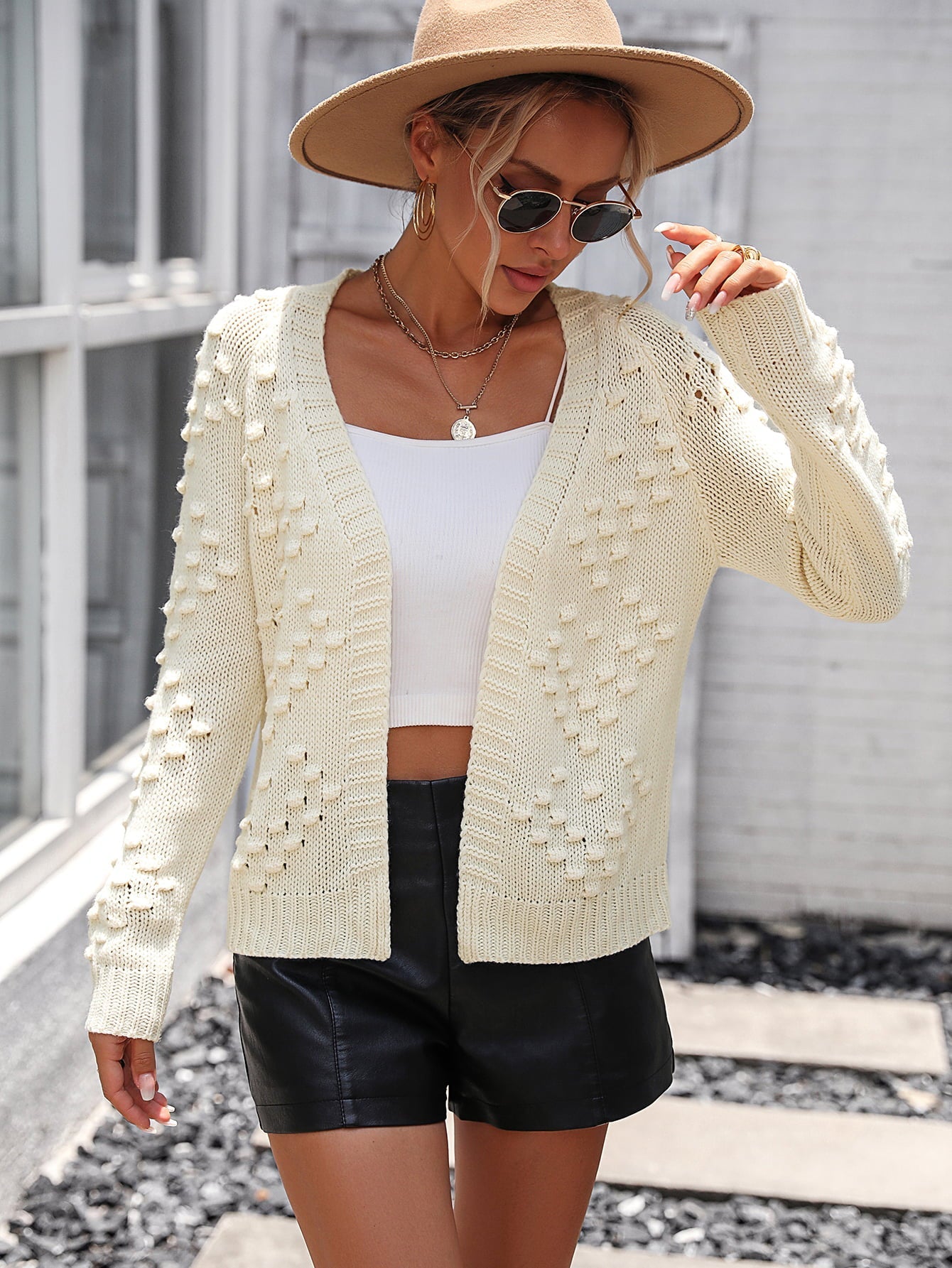 Cardigans- Casual Chic: Women's Knit Cardigan - Sweater with Embroidery- - IndioGear Fashion and Gear