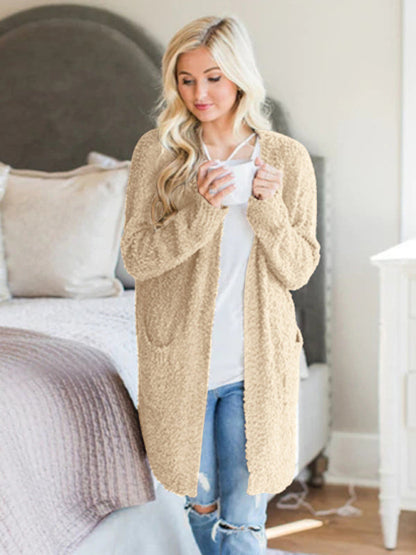 Cardigans- Fall Essential Mid-Length Knit Duster Cardigan with Pockets- - IndioGear Clothing and Gear