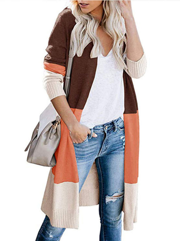 Cardigans- Fall Fashion Stripe Knit Duster Cardigan for Casual Wear- - IndioGear Clothing and Gear