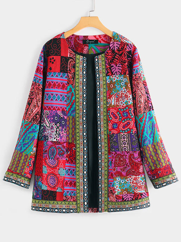 Office Attire Ethnic Print Open Front Cardigan | Cardigans | Pekosa Women Clothing