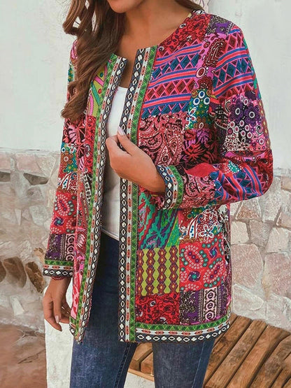 Office Attire Ethnic Print Open Front Cardigan | Cardigans | Pekosa Women Clothing