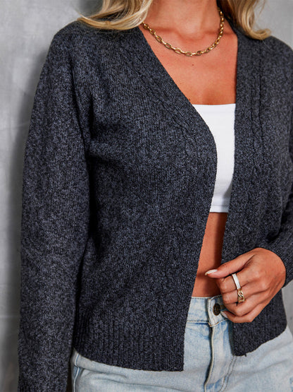 Gesprenkelter Strickpullover | Leichter Cardigan mit offener Vorderseite