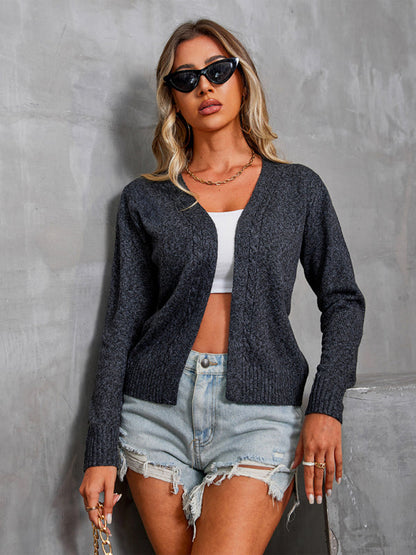 Pull en tricot moucheté | Cardigan léger ouvert sur le devant