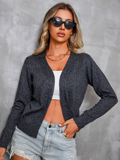 Speckled Knit Sweater | Lightweight Open Front Cardigan