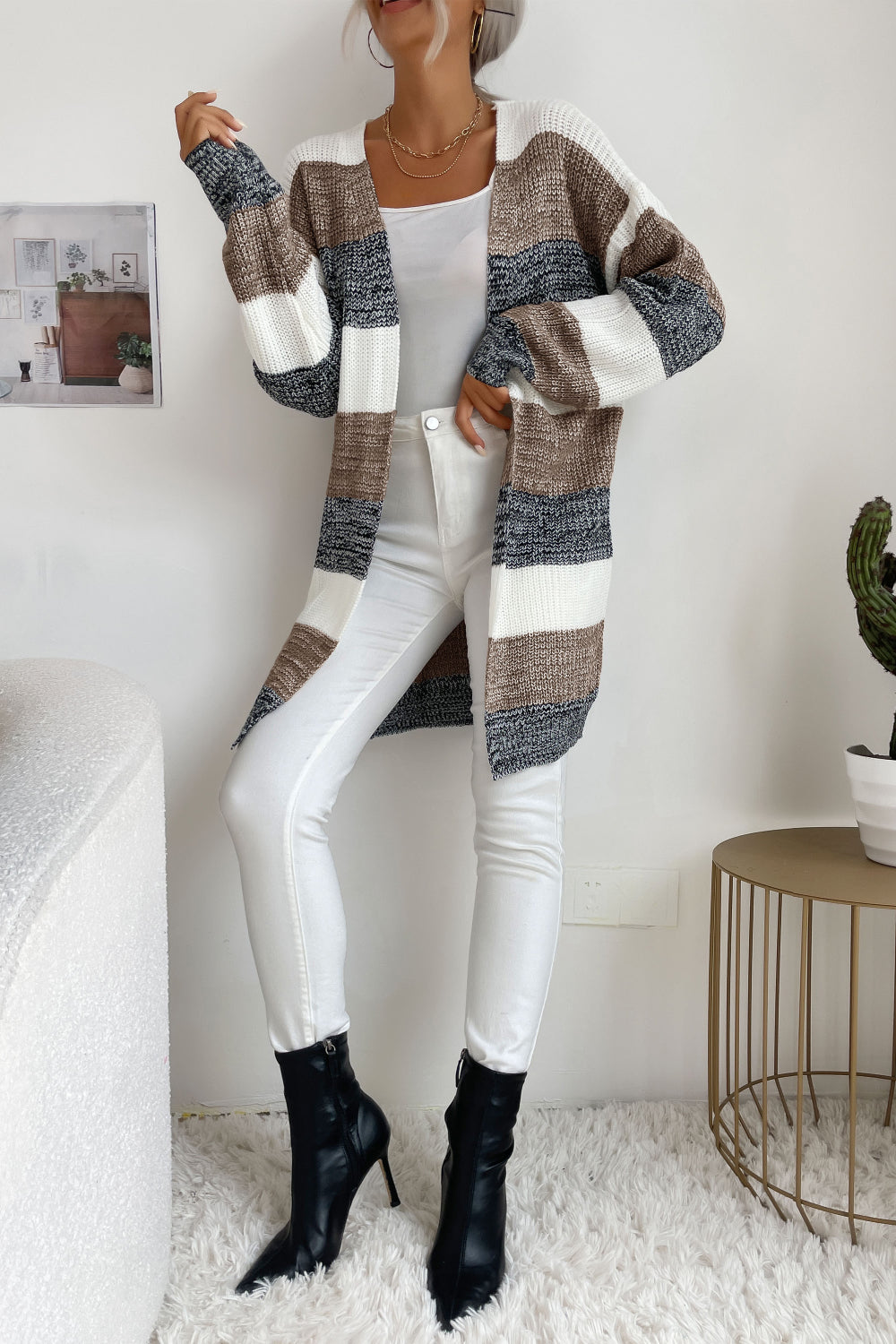 Cardigans- Trendy Buttonless Cardigan - Women's Winter Knitted Sweater Jacket- - IndioGear Fashion and Gear