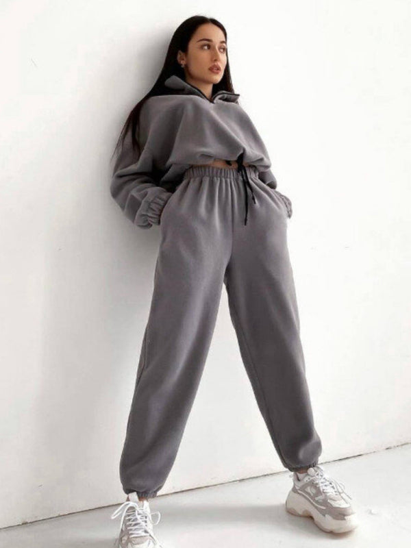 Casual Outfits- Laid-Back Sweatpants and Half Zip-Up Sweatshirt 2-Piece Lounge Sport- - IndioGear Clothing and Gear