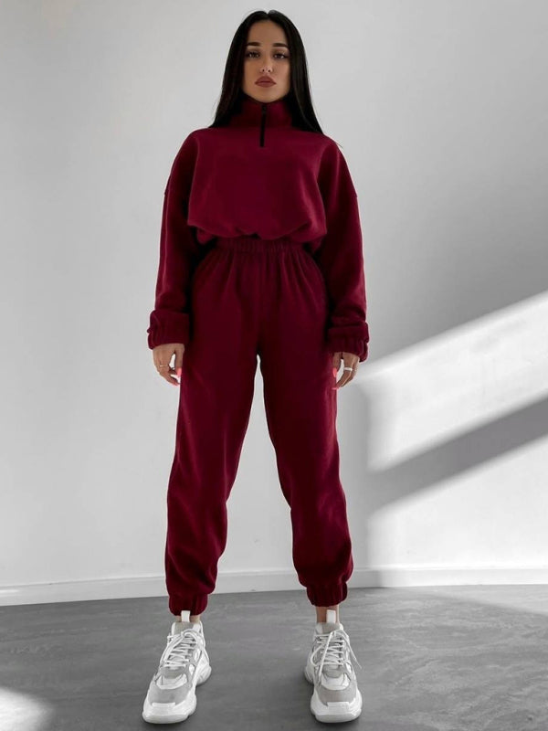 Casual Outfits- Laid-Back Sweatpants and Half Zip-Up Sweatshirt 2-Piece Lounge Sport- - IndioGear Clothing and Gear