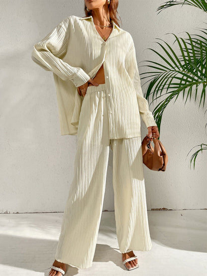 Casual Suit Top + Pants- Ribbed Two-Piece Casual Suit for Any Occasion - Top + Pants- - IndioGear Fashion and Gear