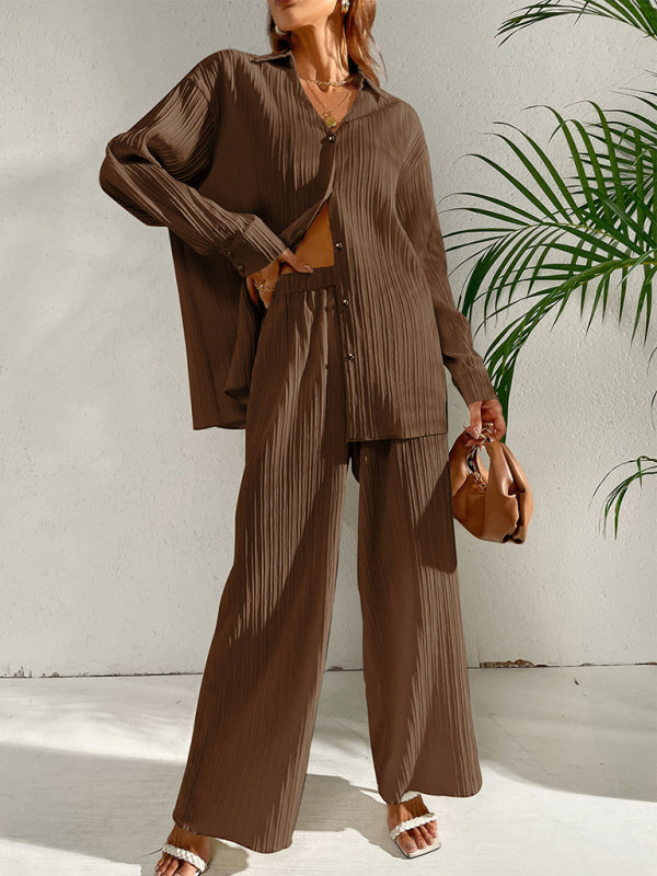 Casual Suit Top + Pants- Ribbed Two-Piece Casual Suit for Any Occasion - Top + Pants- - IndioGear Fashion and Gear