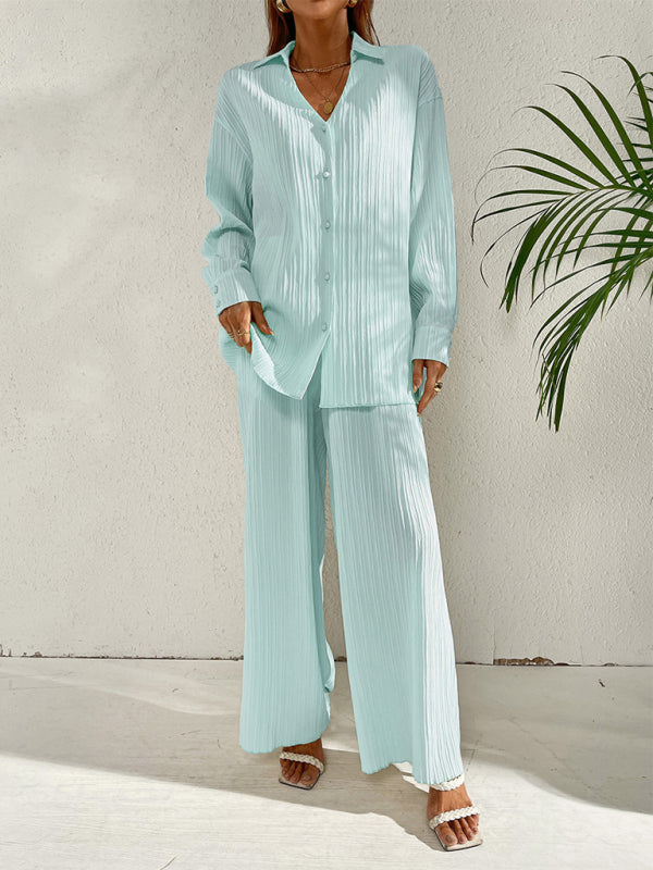 Casual Suit Top + Pants- Ribbed Two-Piece Casual Suit for Any Occasion - Top + Pants- - IndioGear Fashion and Gear