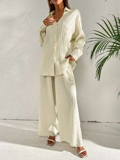 Casual Suit Top + Pants- Ribbed Two-Piece Casual Suit for Any Occasion - Top + Pants- - IndioGear Fashion and Gear