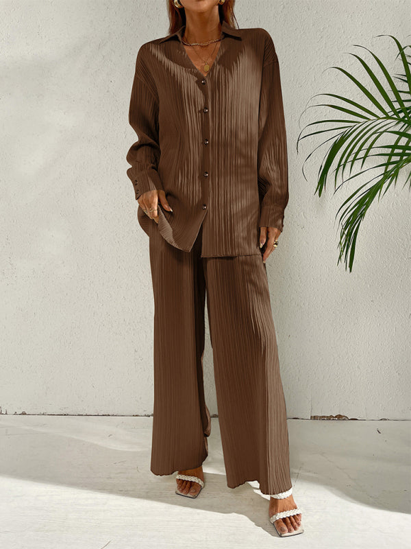 Casual Suit Top + Pants- Ribbed Two-Piece Casual Suit for Any Occasion - Top + Pants- - IndioGear Fashion and Gear