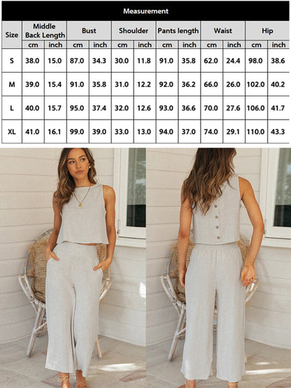 Casual Suit Top+ Pants- Summer-Ready and On-Trend: Retro Two-Piece Set for Women - Order Now!- - IndioGear Fashion and Gear