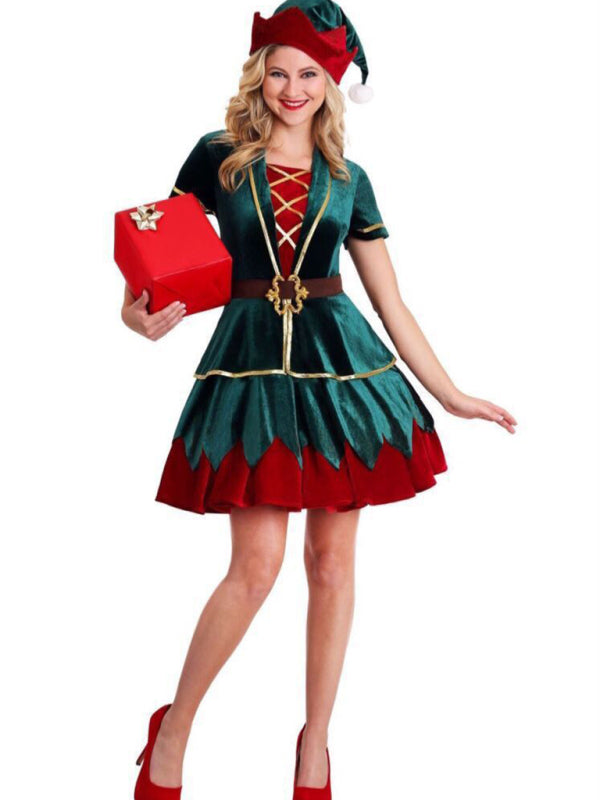 Christmas Cosplays- Be Santa's Trusty Helper 5-Piece Elf Costume Men and Women- Pattern1- IndioGear Clothing and Gear