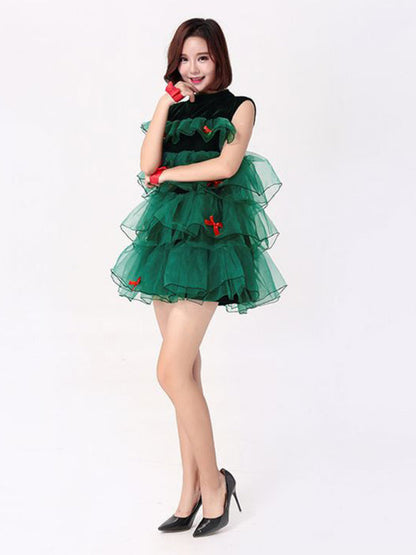 Christmas Costumes- Dress as a Merry Tree: Tiered Ruffle Tulle Costume Shorts and More- - IndioGear Clothing and Gear