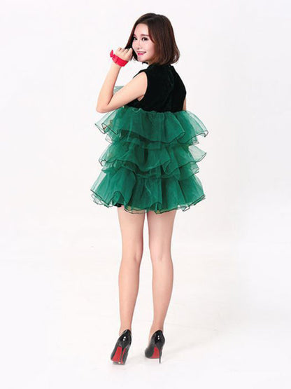 Christmas Costumes- Dress as a Merry Tree: Tiered Ruffle Tulle Costume Shorts and More- - IndioGear Clothing and Gear