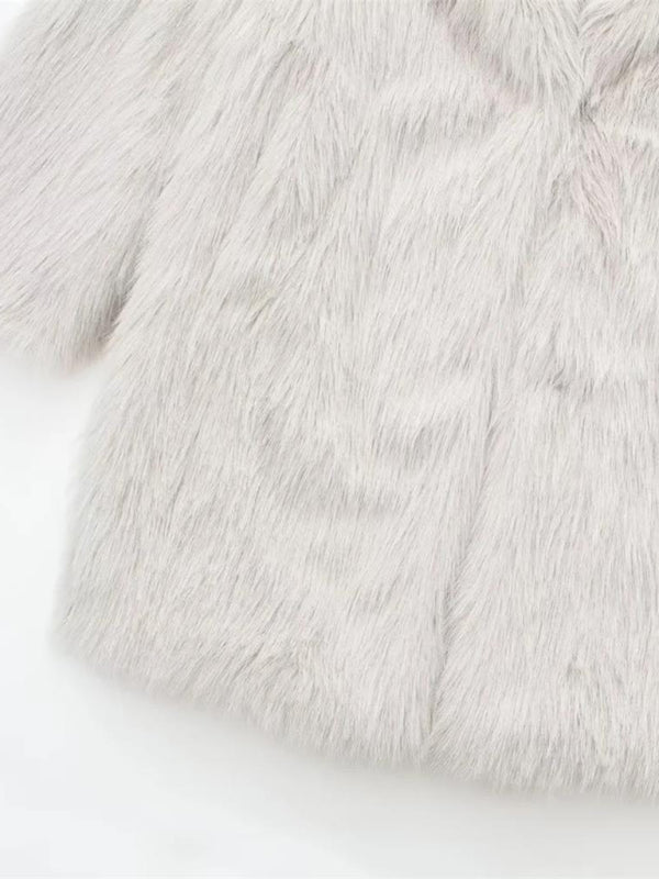 Coats- Luxurious Winter Essential Faux Fur Lapel Coat- - IndioGear Clothing and Gear