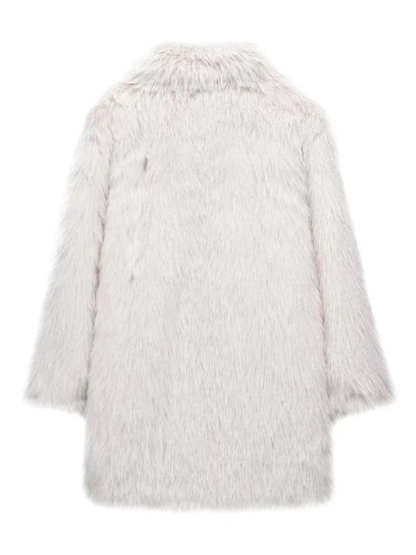 Coats- Luxurious Winter Essential Faux Fur Lapel Coat- - IndioGear Clothing and Gear