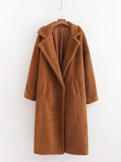 Coats-Winter Teddy Bear Coat | Double Breasted Faux Fur Coat-Pekosa Women Clothing