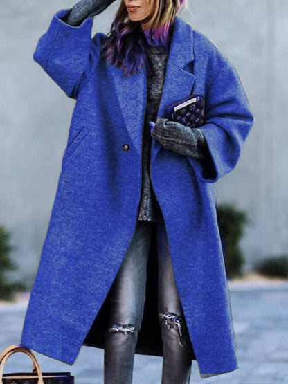 Coats- Woolen Longline Peacoat | Double Breasted Winter Coat- Blue- IndioGear Fashion and Gear