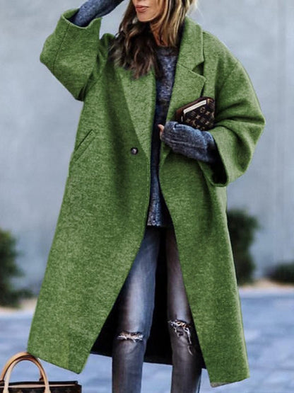 Coats- Woolen Longline Peacoat | Double Breasted Winter Coat- Green- IndioGear Fashion and Gear