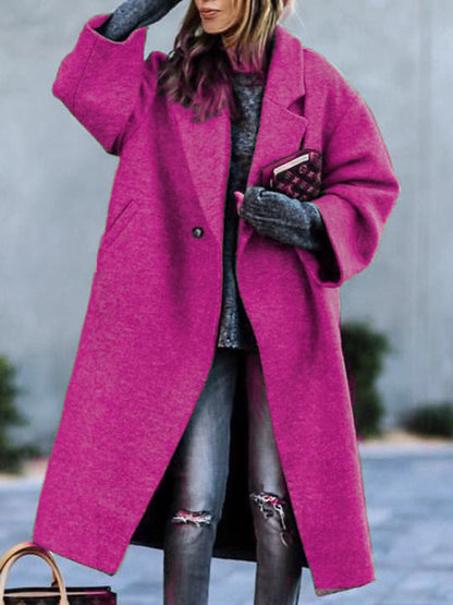 Coats- Woolen Longline Peacoat | Double Breasted Winter Coat- Rose- IndioGear Fashion and Gear