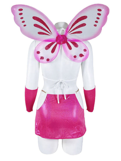 Sparkle Butterfly 3-teiliges Cosplay für Damen – Disco-Party-Kostüm