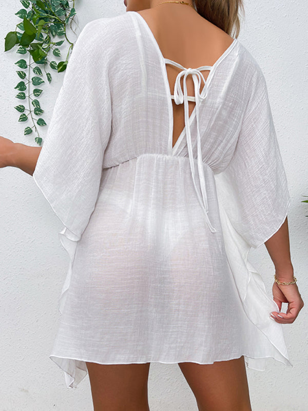 Cover Ups- Vacation Cover Up Batwing Beach Dress- - IndioGear Fashion and Gear