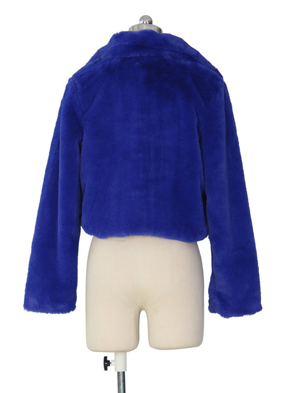 Crop Jackets- Cozy Open Front Crop Plush Jacket for Every Event- - IndioGear Clothing and Gear