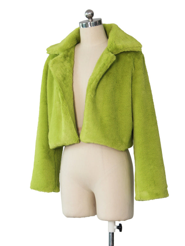 Crop Jackets- Cozy Open Front Crop Plush Jacket for Every Event- - IndioGear Clothing and Gear