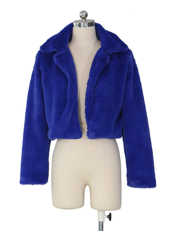 Crop Jackets- Cozy Open Front Crop Plush Jacket for Every Event- - IndioGear Clothing and Gear