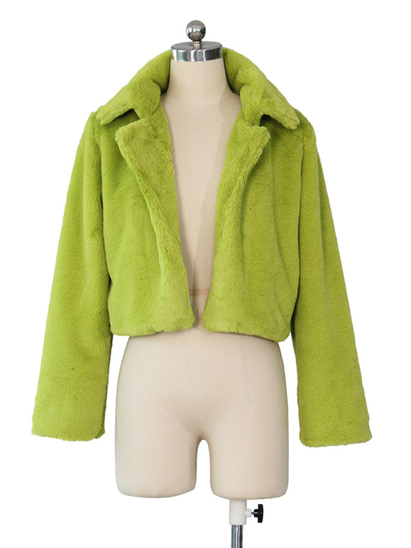 Crop Jackets- Cozy Open Front Crop Plush Jacket for Every Event- - IndioGear Clothing and Gear