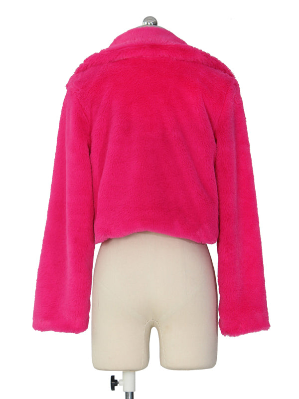 Crop Jackets- Cozy Open Front Crop Plush Jacket for Every Event- - IndioGear Clothing and Gear