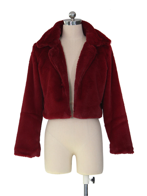 Crop Jackets- Cozy Open Front Crop Plush Jacket for Every Event- - IndioGear Clothing and Gear