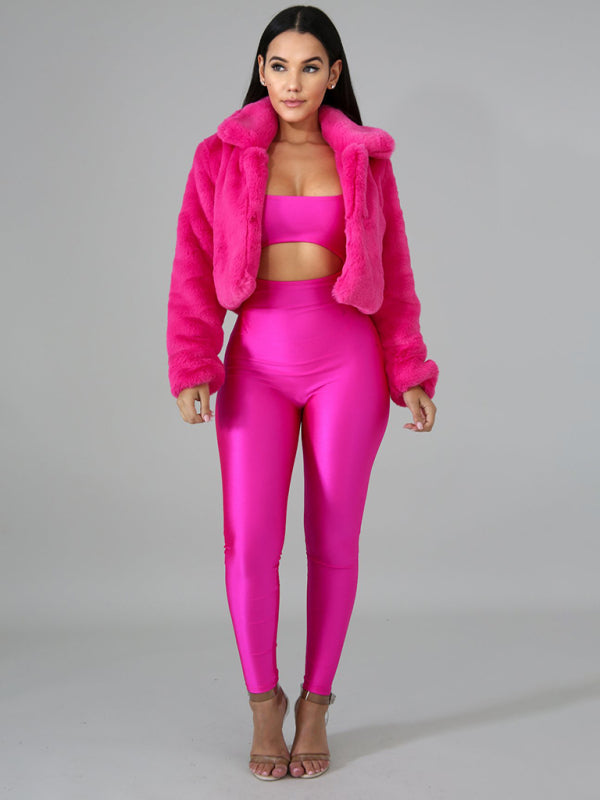 Crop Jackets- Cozy Open Front Crop Plush Jacket for Every Event- - IndioGear Clothing and Gear