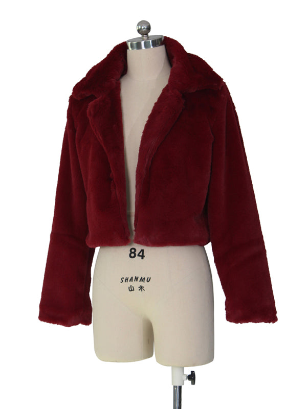 Crop Jackets- Cozy Open Front Crop Plush Jacket for Every Event- - IndioGear Clothing and Gear