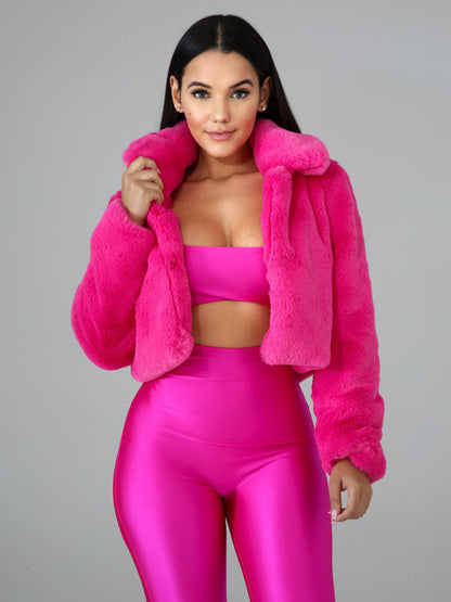 Crop Jackets- Cozy Open Front Crop Plush Jacket for Every Event- Rose- IndioGear Clothing and Gear