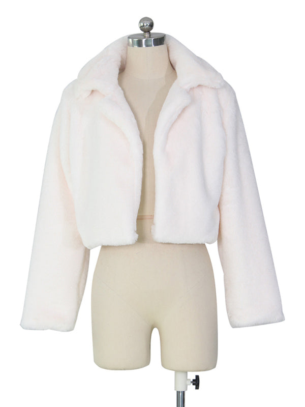 Crop Jackets- Cozy Open Front Crop Plush Jacket for Every Event- - IndioGear Clothing and Gear