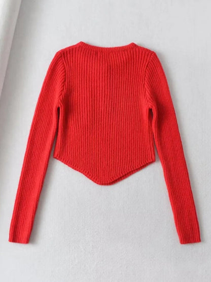 Crop Sweater-Cozy Ribbed Crop Sweater | Thickened Knit Top-Pekosa Women Clothing