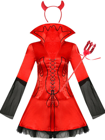 Devil Costume- Gothic Devil Costume: Cosplay Dress + Fork + Horns - Halloween Ready!- - IndioGear Fashion and Gear