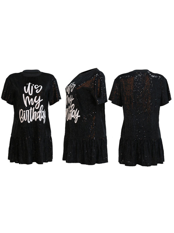 Disco Dresses- Sequined Disco Night Out Mini Dress- - IndioGear Clothing and Gear