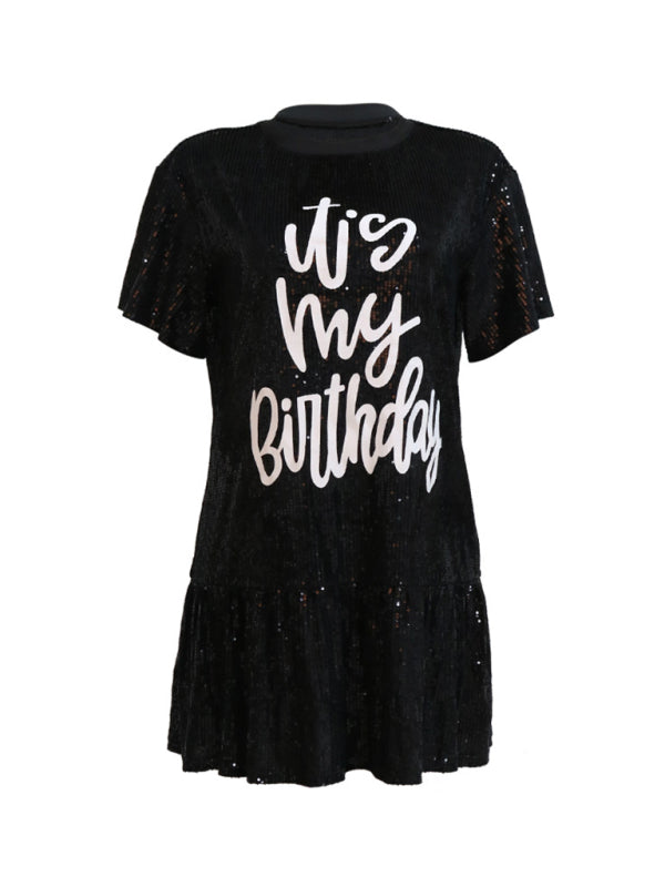 Disco Dresses- Sequined Disco Night Out Mini Dress- - IndioGear Clothing and Gear