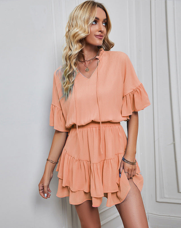 Dress- Be the Life of the Party in Our Fun and Flirty Mini Dress!- Orange- IndioGear Fashion and Gear