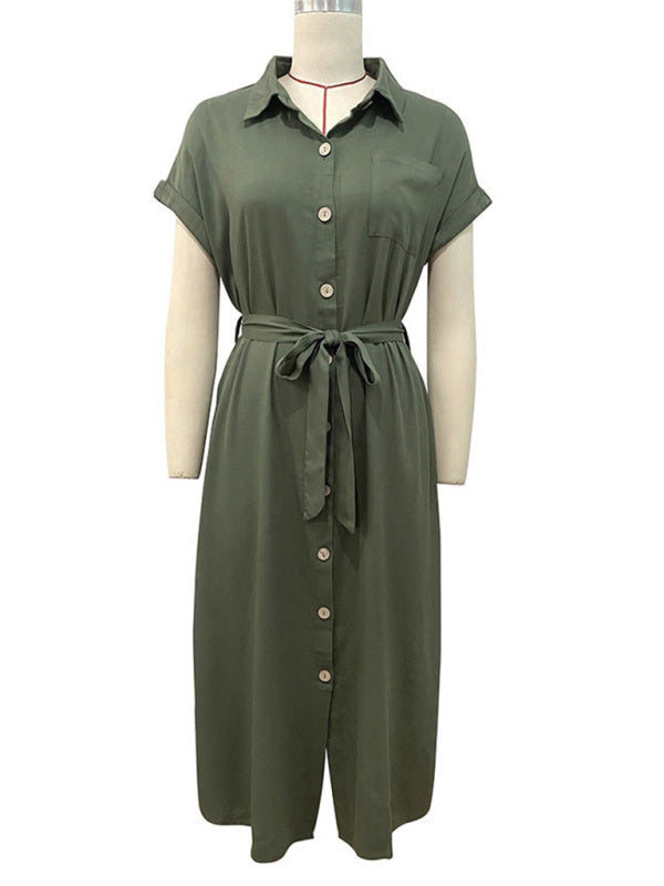 Dress- Belt Up and Feel Confident in Our Flattering Midi Dress- - IndioGear Fashion and Gear