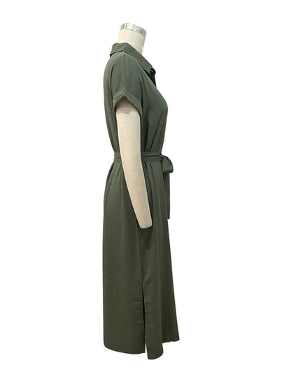 Dress- Belt Up and Feel Confident in Our Flattering Midi Dress- - IndioGear Fashion and Gear