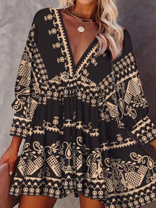 Dress- Bohemian Tunic Mini Dress - Order Now!- Black- IndioGear Fashion and Gear