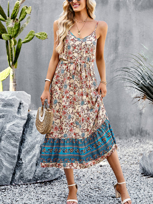 Dress- Boho Chic Summer Vacation Dress for Women- Cracker khaki- IndioGear Fashion and Gear