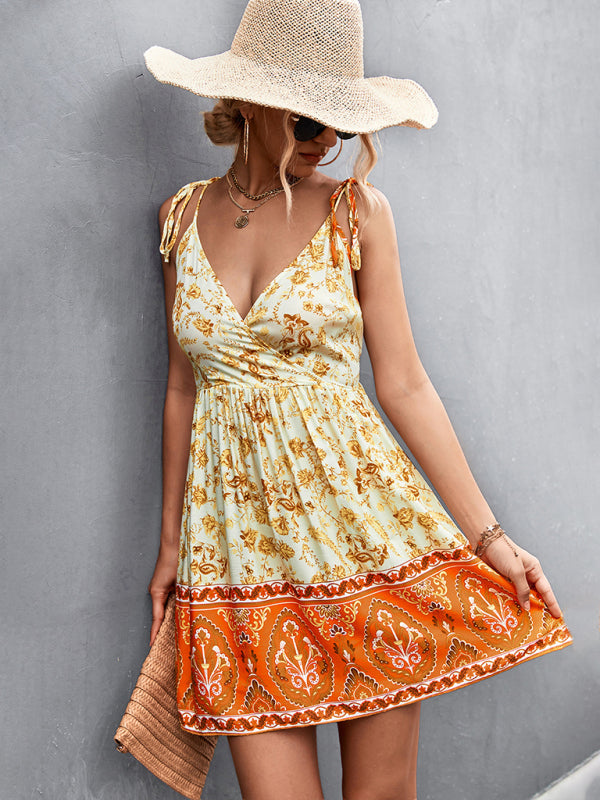 Dress- Boho Floral Cami Mini Sun Dress- - IndioGear Fashion and Gear