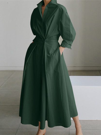 Dress- Classic Maxi Dress for Women - The Perfect Blend of Comfort and Style- Green- IndioGear Fashion and Gear